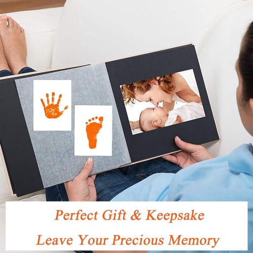 Inkless Hand and Footprint Kit, Newborn Baby Keepsake, 4-Pack | No-Mess Clean Touch Ink Pad for Baby Handprint & Footprint, Non-Toxic Baby Gift, Pet Paw Print Kit(4 Pack Orange) - color: 4 pack orange