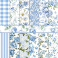 24 Sheets Blue Floral Scrapbook Paper, 11.8"×11.8”
