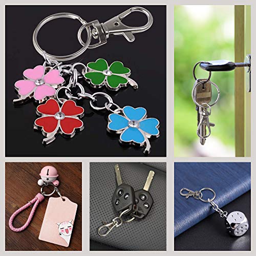 SANNIX 60PCS Lobster Claw Clasps with Key Rings,30PCS Keychains Clips Hooks - color: Silver