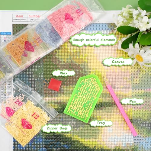RGAJWIC Diamond Painting Kits for Adults The Colorful Hibiscus Diamond Art Kits for 5D Hibiscus Gem Art Kits for Adult DIY Crafts Kits for Home Wall Decor Gifts 12x16 inch