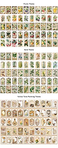 PRSTINCOL 300 Pcs Scrapbook Washi Stickers,Vintage Flower Butterfly Botanical Sticker Book for Junk Journal,Decorative Paper Stickers for Bullet Journal, Album, Collage, Planner, Gift Wrapping - color: Vintage Flower Washi Stickers Book