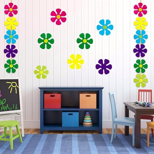 Outus 60 Retro Flower Cutouts 60s 70s Hippie Party,Multicolor,4.33" - color: Multi Color, size: 4.33''