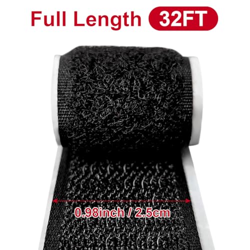 1 Inch x 33 Feet Hook and Loop Tape, Nylon Heavy Duty Hook and Loop Tape Strips, Excellent Grip, Non-Adhesive, Interlocking Tape,for Sewing, Crafting,DIY,Wall Adhesive Strips - size: 1 inch x 33 feet Black