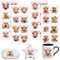 4 PCS Highland Cow Cuttable UV DTF Stickers - style: highland cow