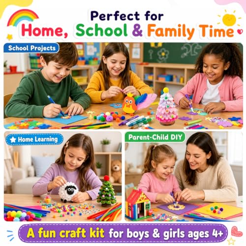 Arts and Crafts Supplies for Kids - Toddler Crafts Kits with Glue Stick | Pipe Cleaners Construction Paper Pom Poms Googly Eyes, Crafts for Kids Ages 4-8, Birathday Gifts for Boys & Girls - size: Storage Box Set (Extra Large)