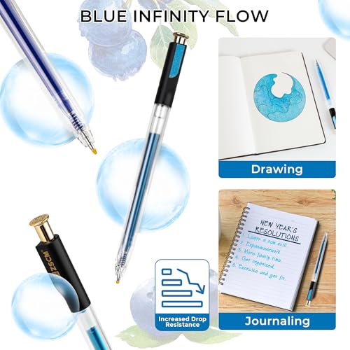 Blue Retractable Glitter Gel Pens, 12 PCS Large Capacity Metallic Ink Pen | 1 mm Fine Point Smooth Writing Color Gel Pens for Adult Coloring Book Note Taking Aesthetic Art Supplies - color: 12 Blue