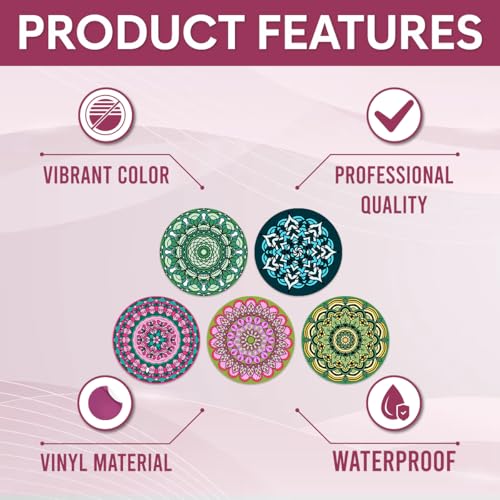 Pack 90 Pcs Aesthetic Mandala Sticker for Laptops Phone Cases Water Bottles Skateboard Scrapbooks Journals Funny Stickers Weatherproof Large Vinyl Decals Car Laptop Accessories - color: Sensory A29