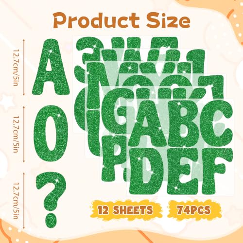 Bulletin Board Letters 74 PCS Glitter Letter Stickers Large 5 Inch, Green - color: Green, size: 5 Inch