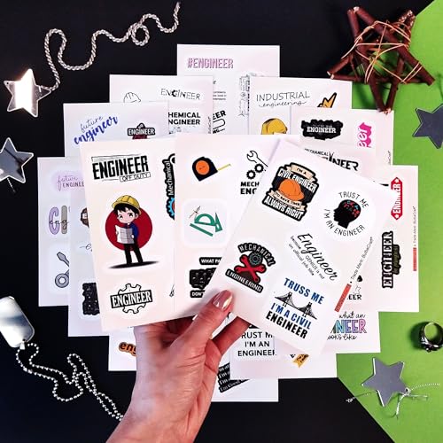 100Pcs Funny Engineering Stickers for Water Bottles - Waterproof Vinyl Engineer Laptop Decals, Engineer Gifts for Women, Engineering Party Favors, Gifts for Women & Men - color: Engineering Stickers