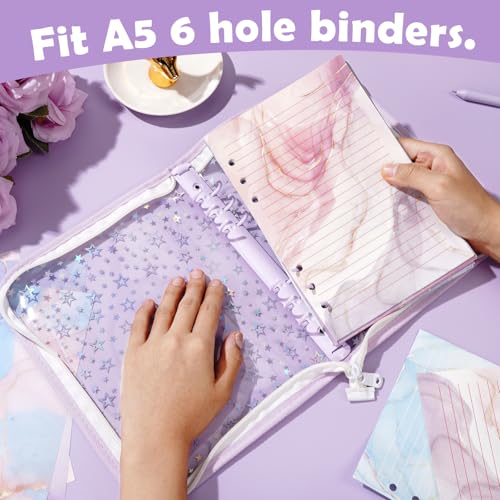 100 Sheets Marble A5 Refills Papers for Planner Insert Binder, 120GSM Thick Colorful Marble Notebook Fillers, 6 Hole Loose Leaf Papers for A5 6 Ring Binder Journal Diary Budget Girl Women - color: Marble