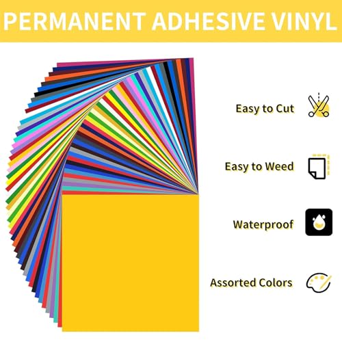 Permanent Adhesive Vinyl Bundle - 90 Pack Vinyl Sheets (12”x12”, Glossy, Matte, Metallic) for Most Cutting Machines and Party Decoration, Sticker, Craft Cutter, Car Decal. - color: 90 Pack Multicolor (Glossy, Matte, Metallic)