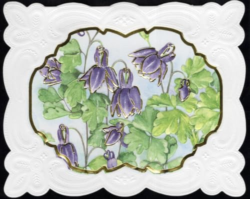 Poster Foundry Lilac Drops Boxed Note Cards by Carol Wilson. 10 embossed 4x5 Die-Cut Notecards and Matching Envelopes in Decorative Gift Box with Magnetic Flap. NCP2504 - color: Floral - Lilac Drops, style: 1 Gift Box Set / 10 Cards Total