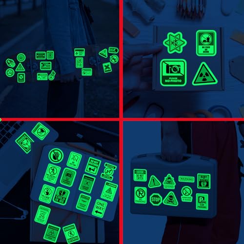 Glow in The Dark Safety Warning Signs Stickers for Water Bottles - color: Luminescent-384kshr