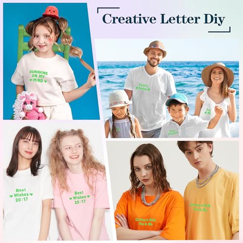 1200Pcs Iron On Letters 12 Sheets Vinyl Iron On Letters for Clothing(Green) - color: Green