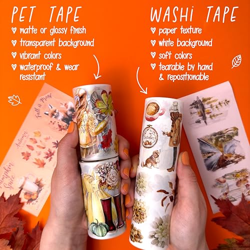 Fall Washi Tapes + PET Tapes for Scrapbooking | Fall Journaling Supplies