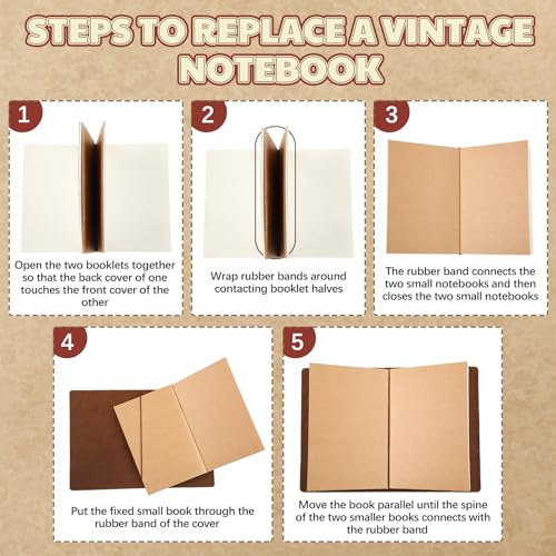Thenshop Leather Travel Notebook 3 Inserts, Coffee Color, A5 Size - color: Coffee Color, size: A5 Size