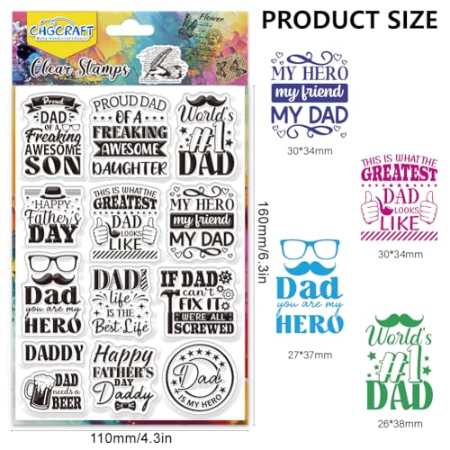 CHGCRAFT Father's Day Clear Stamps Wishes Words Transparent Stamp Silicone Clear Stamp Seals for DIY Scrapbooking Journaling Photo Album Decorative Card Making - style: Father's Day Wishes Words