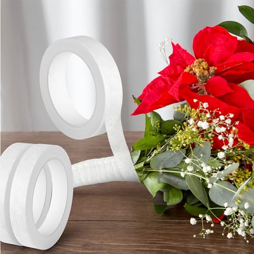 Max Shape 12 Rolls 1/2 Inch 30 Yard Floral Tapes for Bouquet Stem Wrapping, Green Floral Tape for Floral Arranging Craft Projects Corsages, Wedding Bouquet White - color: White