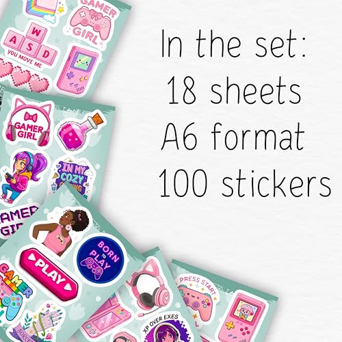 100Pcs Video Games Stickers for Women for Water Bottles - Pink Gaming Stickers for Laptop - Gaming Party Supplies, Gifts for Gamers, Video Game Decals - color: Gamer Girl Stickers