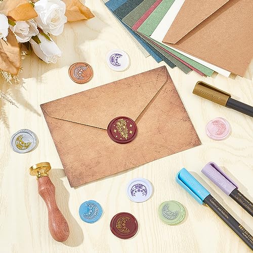 CRASPIRE Rose Wax Seal Stamp 25mm Flower Star Vintage Sealing Wax Stamp Hexagram Removable Brass Head with Wooden Handle for Wedding Invitations Envelopes Halloween Christmas Thanksgiving - style: Rose-0060