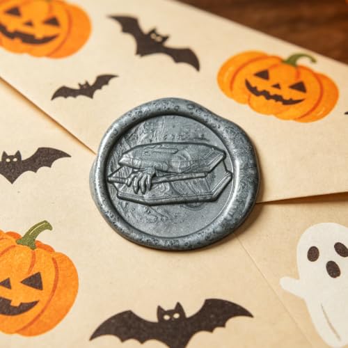Mceal Wax Seal Stamp Head, 3D Embossed Relief for DIY Crafts, Wedding Invitations, Gift Wrapping, Halloween Collection (Coffee Till Death) - style: Coffee Till Death