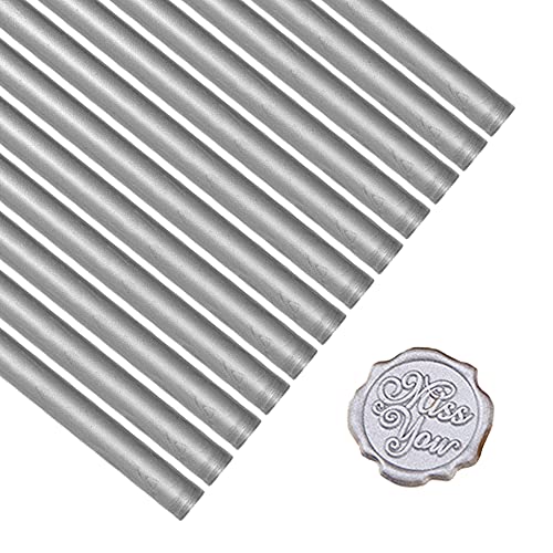 12PCS Silver Sealing Wax Sticks for Wax Seal Stamp, YOSENLING Seal Wax Sticks for Glue Gun,Great for Wedding Invitations, Wine Packages,Cards Envelopes, Gift Wrapping (Silver) - color: Silver