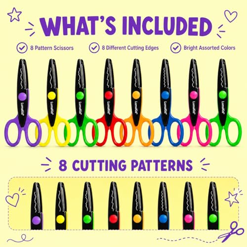 Decorative Craft Scissors Set, 8 PCS 5.5 Inch Funny Pattern Edge Scissors - size: 5.5 inch