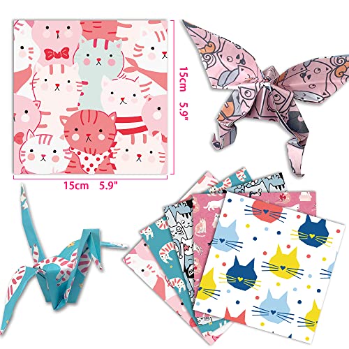 Origami Paper 6x6" Double Sided 50 Sheets 10 Colors Origami Kit,Craft Paper - color: 50sheets-cat family
