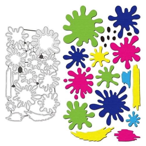 Lapoo Tool Metal Cutting Die for Scrapbooking - Durable, Cut Stencils for DIY Scrapbook Photo Album Decorative Paper Card, Card Making Supplies, Embossing (Colorful Splatter Painting 6.8 x 3.9 in) - color: Colorful Splatter Painting 6.8 x 3.9 in