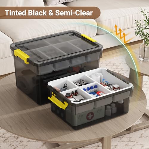 80Qt Stackable Storage Bins with Lids Trays Craft Box Organizers, 4Pack,GY - color: Clear Grey S, size: 20QT-4Pack