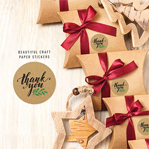 easykart labels 1000 Kraft Thank You Sticker Labels | 1 Inch Size | Highly Recommended for Birthdays, Weddings, Giveaways, Bridal Showers and Perfect for Small Business Owners (1 Pack)
