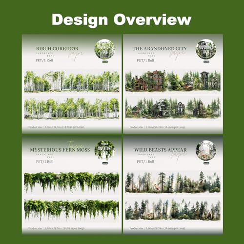 4 Rolls Forest Scenery PET Tape for Scrapbook Journaling - color: Forest Adventure