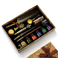 Joyeee Antique Quill Pen Set, with Quill Nibs, Glass Dipped Pen, Wooden Dip Pen, Fire Lacquer Wax Beads, Spoon, Seal Stamp, Pen Base, Cup & Ink Set, Best Gifts for Men & Dad #84 - color: Grey