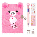 Bear Diary with Lock, Gift Set for Girls Ages 6-8, Pen & Stickers - style: Bear