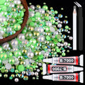 80g 3-10mm Flatback Pearls and Rhinestones for Bedazzling Kit (Green) - color: 80g Green