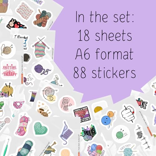 Crochet Stickers and Knitting Stickers for Water Bottle and Laptop - Waterproof Vinyl Yarn Decals Laptop Decals, Gifts for Women & Men - color: Crochet & Knitting Stickers