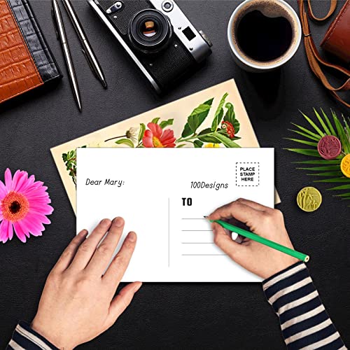 LCLAIDYDY 100 PCS Vintage Postcard Set,Post Cards for Mailing 4x6 Retro Style Cottagecore Botanical Ephemera Aesthetic Postcards Pack for Adults Collage Collection DIY Cardstock Paper - size: Set of 100