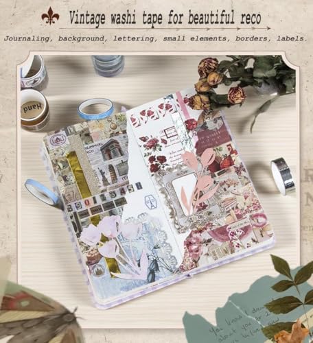 Washi Tape Set, 24 Rolls Vintage Washi Stickers, Assorted Sizes, for Junk Journal Scrapbook Tape, Bullet Journaling Scrapbooking Supplies, Planner Sticker DIY Craft DéCor (Brown) - color: Brown