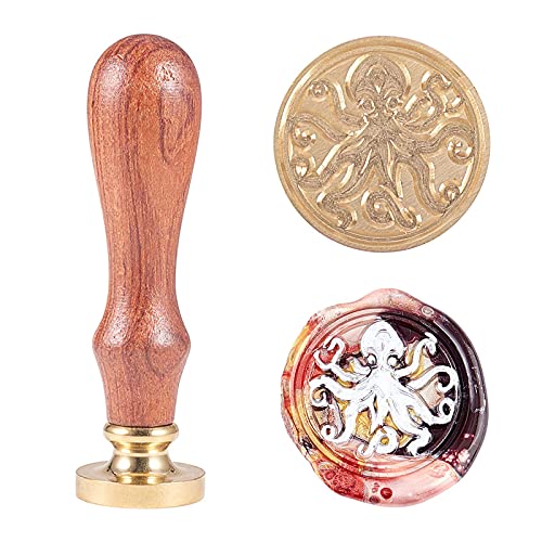 CRASPIRE Octopus Wax Seal Stamp Ocean Vintage Sealing Wax Stamps Animal Retro Removable Brass Stamp Head with Wood Handle for Wedding Invitations Envelopes Halloween Wrapping
