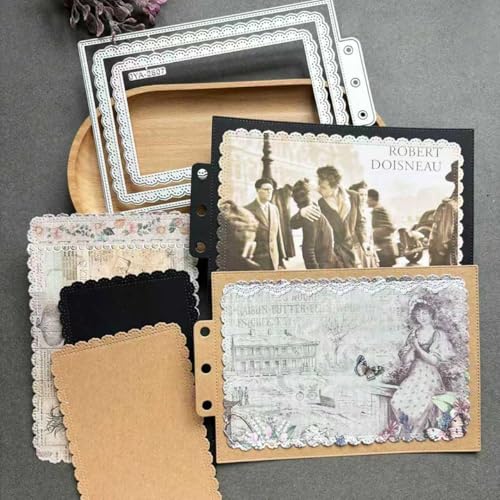 Rectangle Lace Loose-Leaf Cutting Dies, Backgrounds Frame Die Cuts Vintage Metal Stencils Scrapbooking Tools DIY Craft Carbon Steel Embossing Template for Paper Card Making Album Arts Crafts Supplies - color: Frame Rectangle