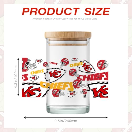 4 Sheet UV DTF Cup Wraps for 16 Oz Glass Cups American Football (03) - style: Ch1
