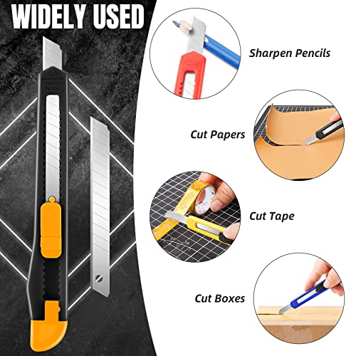 48 Pack Box Cutter Retractable, 9mm Utility Knife, Razor Knife - color: 48 Pack - Orange, Yellow, Blue, Green
