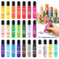 Candle Wax Pen 26 Colors Set - 3D Candle Paint with Glitter Gold Silver, Smooth Drawing Wax Pen for DIY Candle Making, Birthday, Wedding Party, Non-Toxic, Fast-Drying, Long-Lasting Color - 0.35oz/10ml