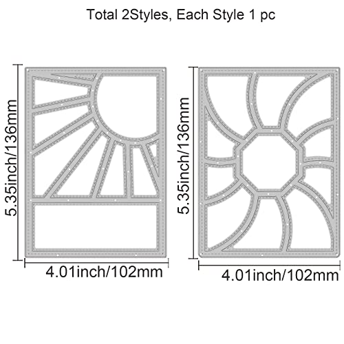 INFUNLY 2PCS Rectangle Grid Frame Cutting Die Whirl Geometric Background Metal Die Cut Paper Craft Dies for Card Making Stitched Pinwheel Frame Cut Stencil for DIY Scrapbooking Decorative Embossing - color: Rectangle Cutting Die