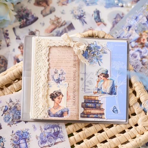 Vintage Scrapbooking Sticker Book, 450+ Pre-Cut Journaling Stickers for Adults Women, Junk Journal Supplies, Aesthetic Washi Stickers for Collage, Card Making, Planner, Lable and Art Paper Crafts - color: The Year of Hibiscus