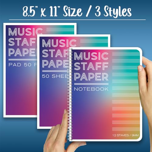 BookFactory Music Staff Notepad, 8.5'' x 11'', 50 Pages - style: Notepad Format