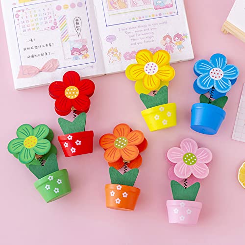 6Pcs Cute Flower Table Card Memo Holder Stand, Photo Display Clip Stand - color: Flora