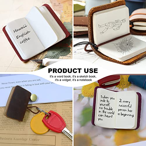 Yitexin 3 Colors Mini Size with Leather Cover and Strap, Refillable Personalized Tiny Travel Journal 1.9 x 1.3in(4.8 x 3.2cm), Blank Pocket Diary (Black, Coffee, Brown)