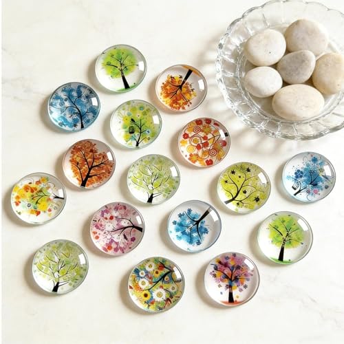 ALIGLE 16pcs Beautiful Glass Refrigerator Magnets Fridge Stickers Funny for Office Cabinets Whiteboards Tree of Life Decorative Photo Abstract (Tree of Life)