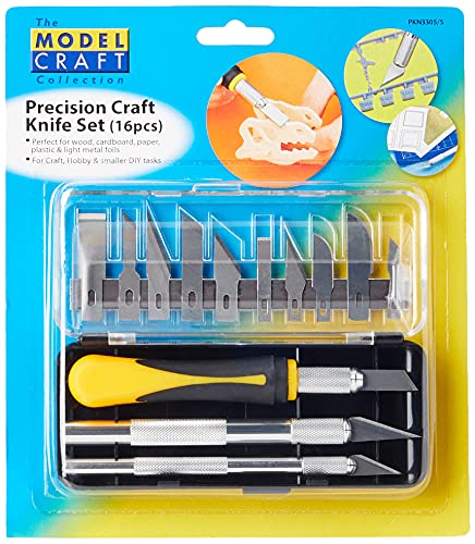 Modelcraft PKN3305/S Precision Craft Knife Set, Silver, 16 Piece